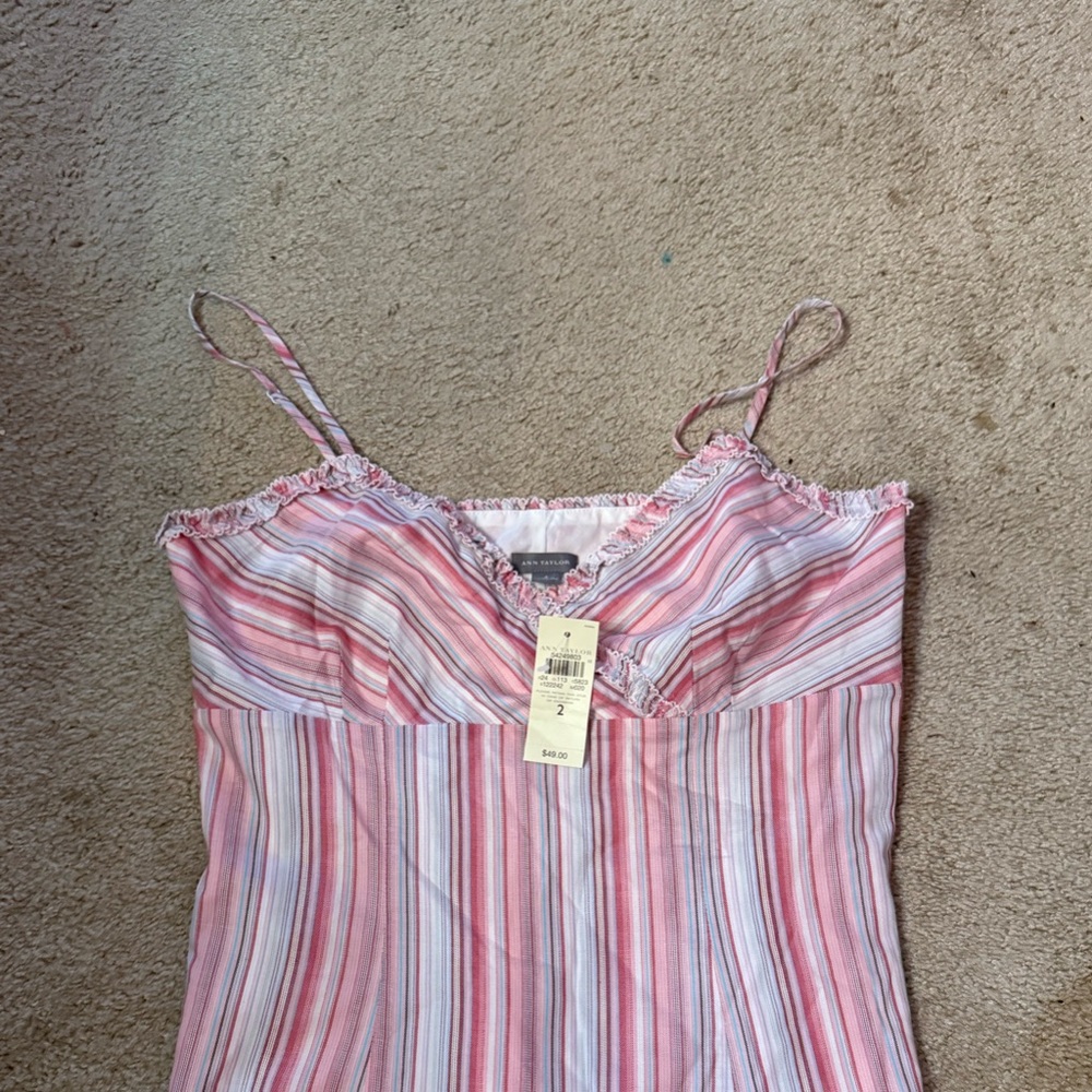 Ann Taylor adjustable spaghetti strap striped top.